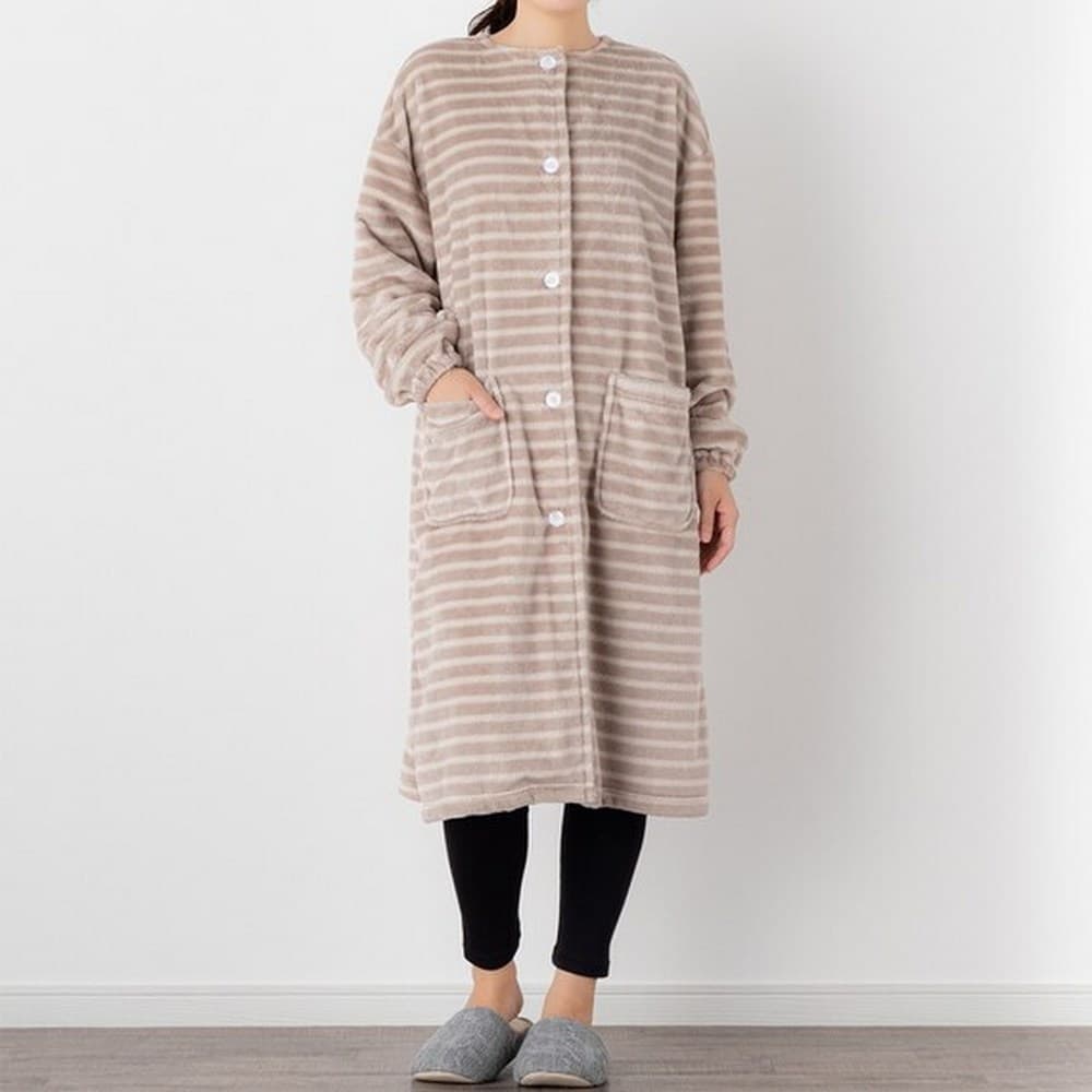 可穿式毛毯圓領 線條 褐