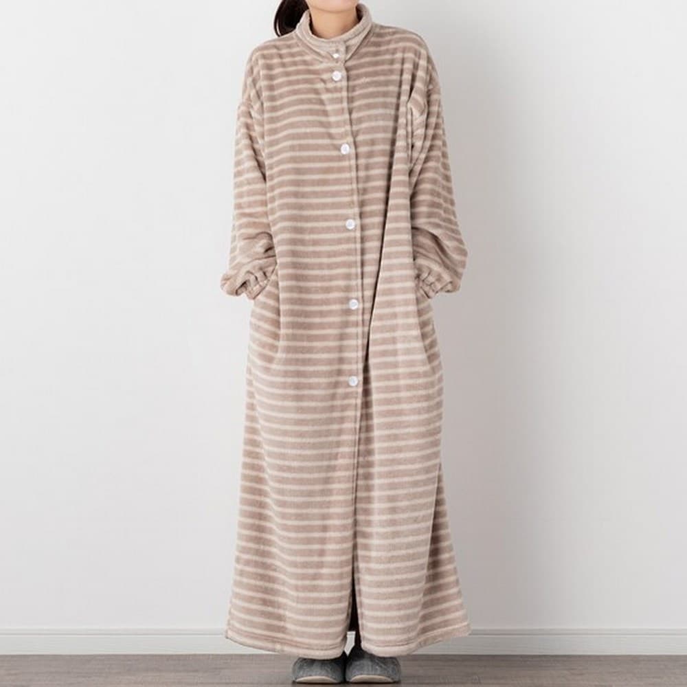 可穿式毛毯 長版 線條褐