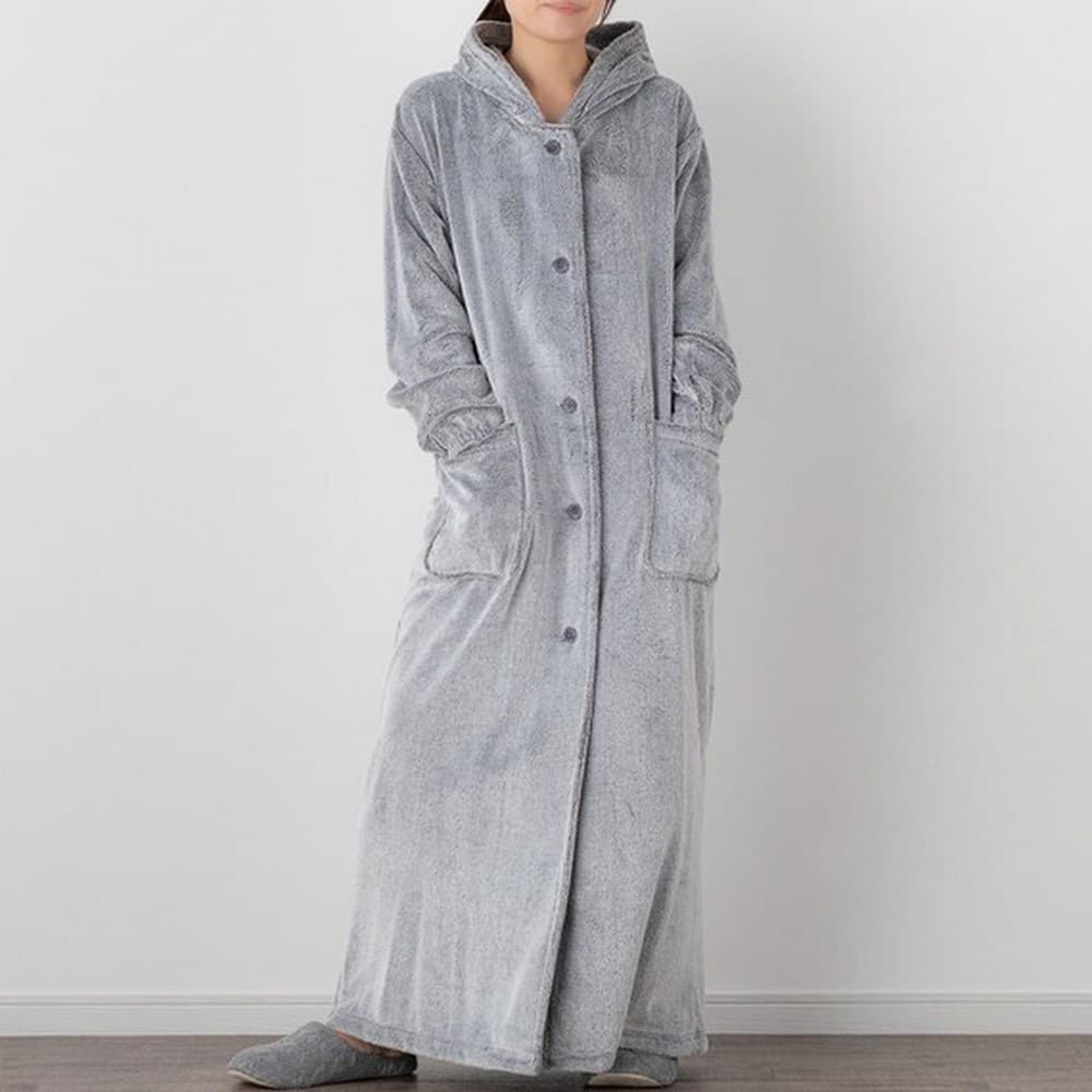 可穿式毛毯 連帽長版 深灰